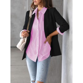 Women's Loose Striped Blouse, Crew Neck Long Sleeve Blouse, Casual Every Day Blouse, Women's Clothing Women's Loose Striped Blouse, Crew Neck Long Sleeve Blouse, Casual Every Day Blouse, Women's Clothing