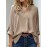Tucked Rollable Sleeve Blouse, Casual V Neck Simple Blouse, Women's Clothing