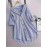 Stripe Print Polo Collar Button Shirt, Casual Long Sleeve Shirt For Spring & Fall, Women's Clothing