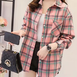 Plaid Pocket Drop Shoulder Shirt, Button Long Sleeve Shirt, Casual Every Day Tops, Women's Clothing Plaid Pocket Drop Shoulder Shirt, Button Long Sleeve Shirt, Casual Every Day Tops, Women's Clothing
