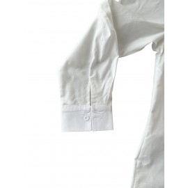 Solid Button Front Curved Hem Shirt, Casual Long Sleeve Shirt For Spring & Fall, Women's Clothing Solid Button Front Curved Hem Shirt, Casual Long Sleeve Shirt For Spring & Fall, Women's Clothing