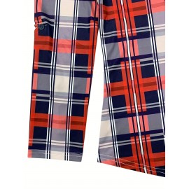 Plaid Print Drawstring Blouse, Casual Long Sleeve V Neck Blouse, Women's Clothing Plaid Print Drawstring Blouse, Casual Long Sleeve V Neck Blouse, Women's Clothing