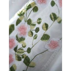 Eyelet Floral Blouse, Elegant Button Front Blouse For Spring & Summer, Women's Clothing Eyelet Floral Blouse, Elegant Button Front Blouse For Spring & Summer, Women's Clothing