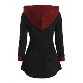 Color Block Zipper Hoodie, Casual Long Sleeve Drawstring Hoodies Sweatshirt, Women's Clothing Color Block Zipper Hoodie, Casual Long Sleeve Drawstring Hoodies Sweatshirt, Women's Clothing