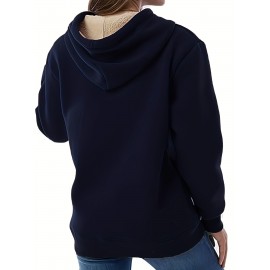 Solid Kangaroo Pocket Hoodie, Casual Long Sleeve Hoodie For Fall & Winter, Women's Clothing Solid Kangaroo Pocket Hoodie, Casual Long Sleeve Hoodie For Fall & Winter, Women's Clothing