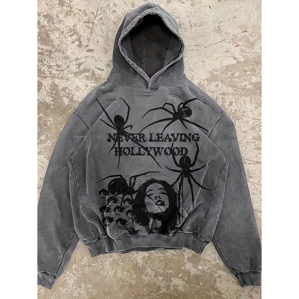 Graphic Print Vintage Hoodie, Y2K Long Sleeve Hooded Sweatshirt, Women's Clothing Graphic Print Vintage Hoodie, Y2K Long Sleeve Hooded Sweatshirt, Women's Clothing