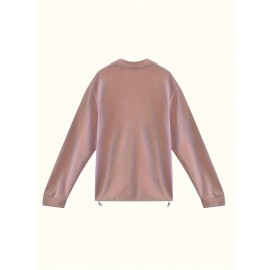Solid Zip Front Pullover Sweatshirt, Casual Long Sleeve Sweatshirt For Fall & Winter, Women's Clothing Solid Zip Front Pullover Sweatshirt, Casual Long Sleeve Sweatshirt For Fall & Winter, Women's Clothing
