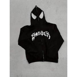 Spider & Letter Print Zip-up Hoodie, Casual Long Sleeve Hoodie Jacket, Women's Clothing Spider & Letter Print Zip-up Hoodie, Casual Long Sleeve Hoodie Jacket, Women's Clothing