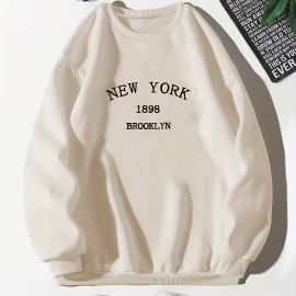 New York Brooklyn Print Loose Sweatshirt, Casual Long Sleeve Crew Neck Sweatshirt, Women's Clothing New York Brooklyn Print Loose Sweatshirt, Casual Long Sleeve Crew Neck Sweatshirt, Women's Clothing