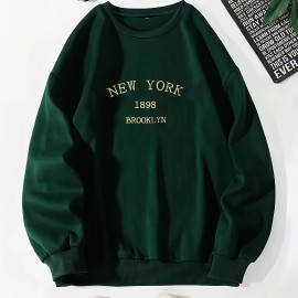 New York Brooklyn Print Loose Sweatshirt, Casual Long Sleeve Crew Neck Sweatshirt, Women's Clothing New York Brooklyn Print Loose Sweatshirt, Casual Long Sleeve Crew Neck Sweatshirt, Women's Clothing