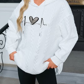 Paw & Heart Print Kangaroo Pocket Hoodie, Casual Long Sleeve Drawstring Hoodie Sweatshirt, Women's Clothing Paw & Heart Print Kangaroo Pocket Hoodie, Casual Long Sleeve Drawstring Hoodie Sweatshirt, Women's Clothing