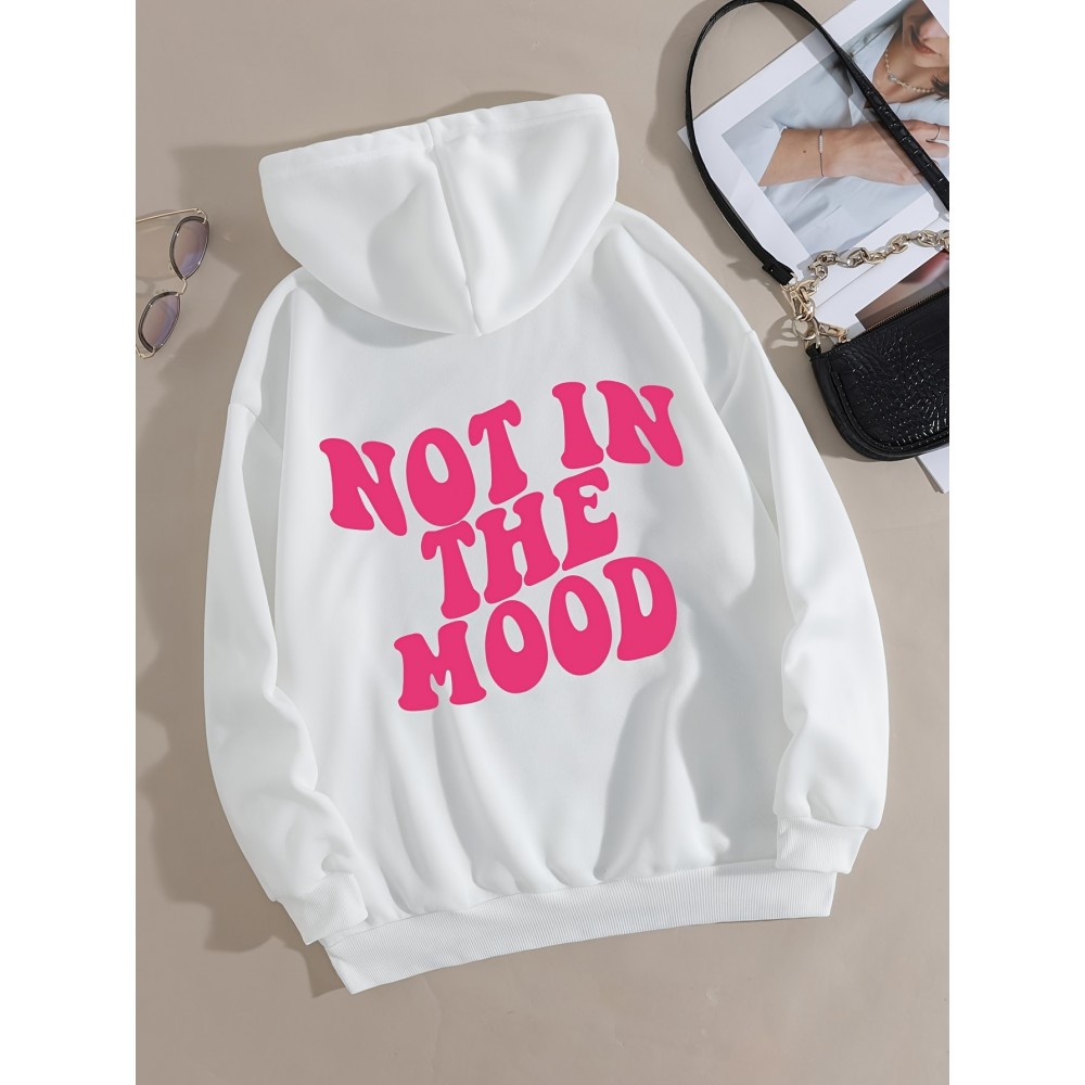 Casual Letter Print Hoodie, Drawstring Hooded Pocket Fashion Loose Fall & Winter Sweatshirt, Women's Clothing Casual Letter Print Hoodie, Drawstring Hooded Pocket Fashion Loose Fall & Winter Sweatshirt, Women's Clothing