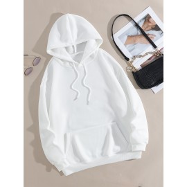 Casual Letter Print Hoodie, Drawstring Hooded Pocket Fashion Loose Fall & Winter Sweatshirt, Women's Clothing Casual Letter Print Hoodie, Drawstring Hooded Pocket Fashion Loose Fall & Winter Sweatshirt, Women's Clothing