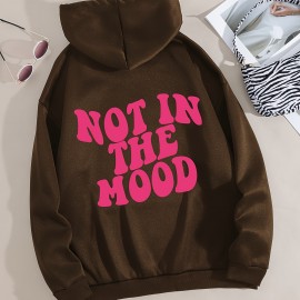 Casual Letter Print Hoodie, Drawstring Hooded Pocket Fashion Loose Fall & Winter Sweatshirt, Women's Clothing Casual Letter Print Hoodie, Drawstring Hooded Pocket Fashion Loose Fall & Winter Sweatshirt, Women's Clothing