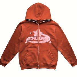 Y2K Letter & Star Print Sweatshirt, Long Sleeve Crew Neck Zip Up Hoodies Sweatshirts, Women's Clothing Y2K Letter & Star Print Sweatshirt, Long Sleeve Crew Neck Zip Up Hoodies Sweatshirts, Women's Clothing