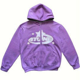 Y2K Letter & Star Print Sweatshirt, Long Sleeve Crew Neck Zip Up Hoodies Sweatshirts, Women's Clothing Y2K Letter & Star Print Sweatshirt, Long Sleeve Crew Neck Zip Up Hoodies Sweatshirts, Women's Clothing