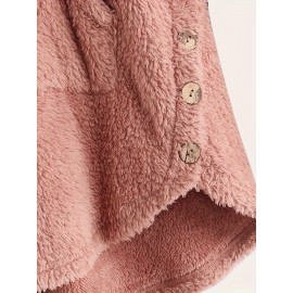 Cat & Butterfly Print Teddy Hoodie, Casual Long Sleeve Kangaroo Pocket Hoodie Sweatshirt, Women's Clothing Cat & Butterfly Print Teddy Hoodie, Casual Long Sleeve Kangaroo Pocket Hoodie Sweatshirt, Women's Clothing