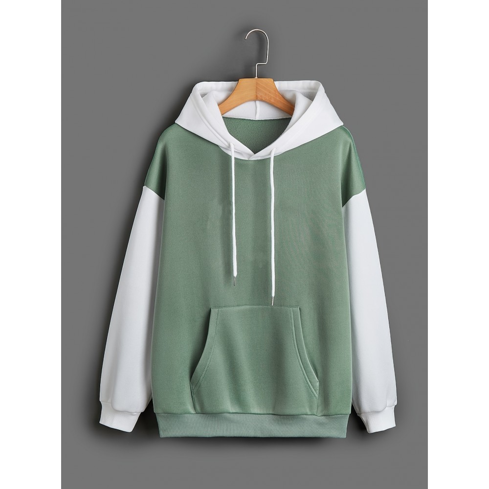 Color Block Kangaroo Pocket Hoodie, Casual Long Sleeve Drawstring Hoodie Sweatshirt, Women's Clothing Color Block Kangaroo Pocket Hoodie, Casual Long Sleeve Drawstring Hoodie Sweatshirt, Women's Clothing