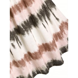 Tie Dye Print Fake Button Dress, Casual Sleeveless Backless For Summer, Women's Clothing Tie Dye Print Fake Button Dress, Casual Sleeveless Backless For Summer, Women's Clothing