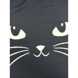 Cat Print Crew Neck Baggy Dress, Casual Long Sleeve Pocket Dress For Spring & Fall, Women's Clothing Cat Print Crew Neck Baggy Dress, Casual Long Sleeve Pocket Dress For Spring & Fall, Women's Clothing