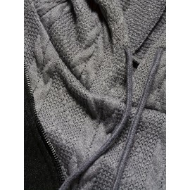 Contrast Trim Drawstring Hooded Dress, Casual Long Sleeve Dress For Spring & Fall, Women's Clothing Contrast Trim Drawstring Hooded Dress, Casual Long Sleeve Dress For Spring & Fall, Women's Clothing