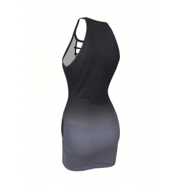 Cutout Gradient Halter Neck Dress, Sexy Bodycon Dress For Spring & Summer, Women's Clothing Cutout Gradient Halter Neck Dress, Sexy Bodycon Dress For Spring & Summer, Women's Clothing