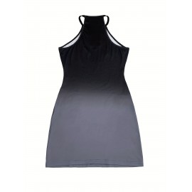 Cutout Gradient Halter Neck Dress, Sexy Bodycon Dress For Spring & Summer, Women's Clothing Cutout Gradient Halter Neck Dress, Sexy Bodycon Dress For Spring & Summer, Women's Clothing