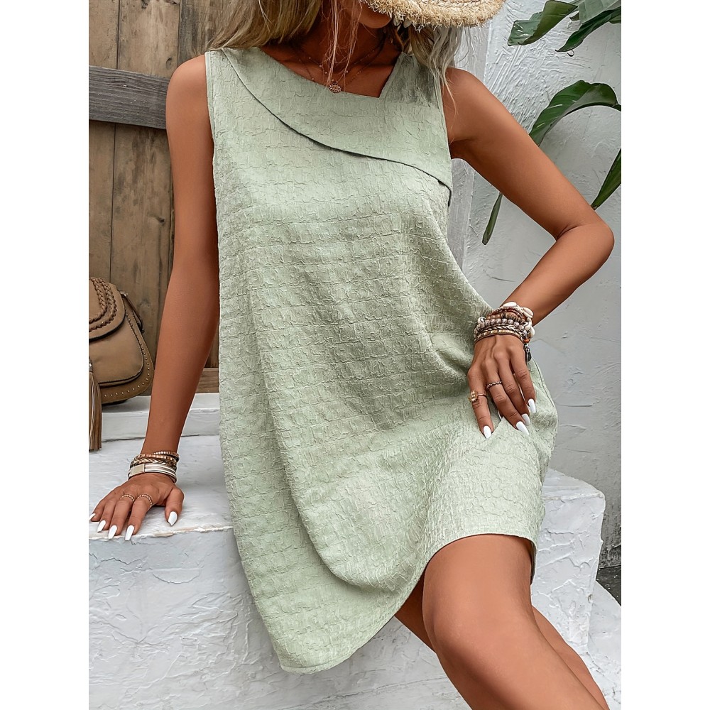 Loose Mini Tank Dress, Sleeveless Casual Dress For Summer & Spring, Women's Clothing Loose Mini Tank Dress, Sleeveless Casual Dress For Summer & Spring, Women's Clothing