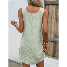 Loose Mini Tank Dress, Sleeveless Casual Dress For Summer & Spring, Women's Clothing Loose Mini Tank Dress, Sleeveless Casual Dress For Summer & Spring, Women's Clothing
