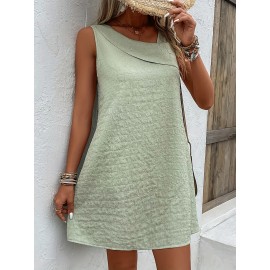 Loose Mini Tank Dress, Sleeveless Casual Dress For Summer & Spring, Women's Clothing Loose Mini Tank Dress, Sleeveless Casual Dress For Summer & Spring, Women's Clothing