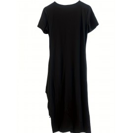 Cut Out Drawstring Dress, Sexy Bodycon Split Short Sleeve Dress, Women's Clothing Cut Out Drawstring Dress, Sexy Bodycon Split Short Sleeve Dress, Women's Clothing