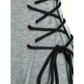 Drawstring Hooded Dress, Casual Long Sleeve Solid Dress, Women's Clothing Drawstring Hooded Dress, Casual Long Sleeve Solid Dress, Women's Clothing
