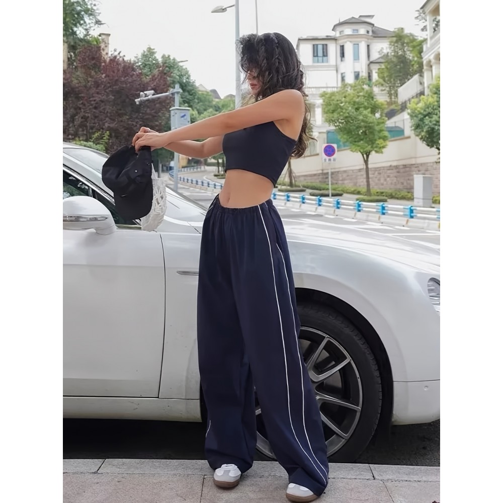 Y2K Loose Pants, Elastic Waist Casual Quick Dry Pants For Spring & Summer, Women's Clothing Y2K Loose Pants, Elastic Waist Casual Quick Dry Pants For Spring & Summer, Women's Clothing