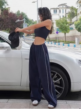 Y2K Loose Pants, Elastic Waist Casual Quick Dry Pants For Spring & Summer, Women's Clothing
