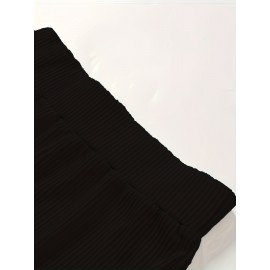 Solid Ribbed Flare Leg Pants, High Waist Slim Elastic Pants, Women's Clothing Solid Ribbed Flare Leg Pants, High Waist Slim Elastic Pants, Women's Clothing