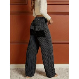 Ribbed Button Front Wide Leg Pants, Casual High Waist Pants, Women's Clothing Ribbed Button Front Wide Leg Pants, Casual High Waist Pants, Women's Clothing