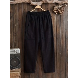 Slant Pockets Harem Pants, Casual Loose Pants For Spring & Summer, Women's Clothing Slant Pockets Harem Pants, Casual Loose Pants For Spring & Summer, Women's Clothing