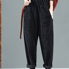 Slant Pockets Harem Pants, Casual Loose Pants For Spring & Summer, Women's Clothing Slant Pockets Harem Pants, Casual Loose Pants For Spring & Summer, Women's Clothing