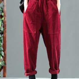 Slant Pockets Harem Pants, Casual Loose Pants For Spring & Summer, Women's Clothing Slant Pockets Harem Pants, Casual Loose Pants For Spring & Summer, Women's Clothing