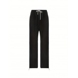 Contrast Binding Drawstring Waist Pants, Y2K Slant Pocket Baggy Pants, Women's Clothing Contrast Binding Drawstring Waist Pants, Y2K Slant Pocket Baggy Pants, Women's Clothing