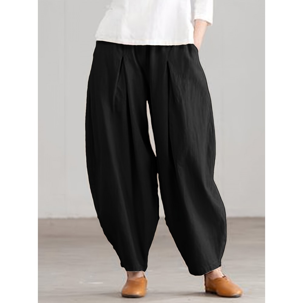Elastic High Waist Pants, Casual Solid Pants For Spring & Summer, Women's Clothing Elastic High Waist Pants, Casual Solid Pants For Spring & Summer, Women's Clothing