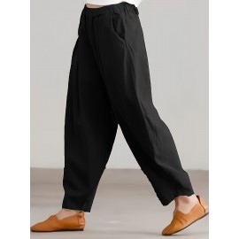 Elastic High Waist Pants, Casual Solid Pants For Spring & Summer, Women's Clothing Elastic High Waist Pants, Casual Solid Pants For Spring & Summer, Women's Clothing