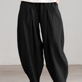 Elastic High Waist Pants, Casual Solid Pants For Spring & Summer, Women's Clothing Elastic High Waist Pants, Casual Solid Pants For Spring & Summer, Women's Clothing