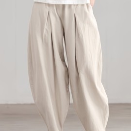 Elastic High Waist Pants, Casual Solid Pants For Spring & Summer, Women's Clothing Elastic High Waist Pants, Casual Solid Pants For Spring & Summer, Women's Clothing