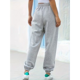 Women's Solid Elastic Sweatpants, Casual High Waist Sweatpants, Casual Every Day Pants, Women's Clothing Women's Solid Elastic Sweatpants, Casual High Waist Sweatpants, Casual Every Day Pants, Women's Clothing