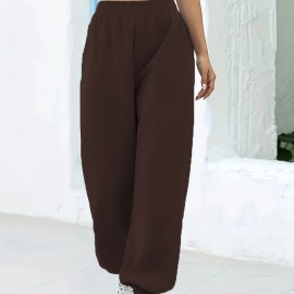 Women's Solid Elastic Sweatpants, Casual High Waist Sweatpants, Casual Every Day Pants, Women's Clothing Women's Solid Elastic Sweatpants, Casual High Waist Sweatpants, Casual Every Day Pants, Women's Clothing