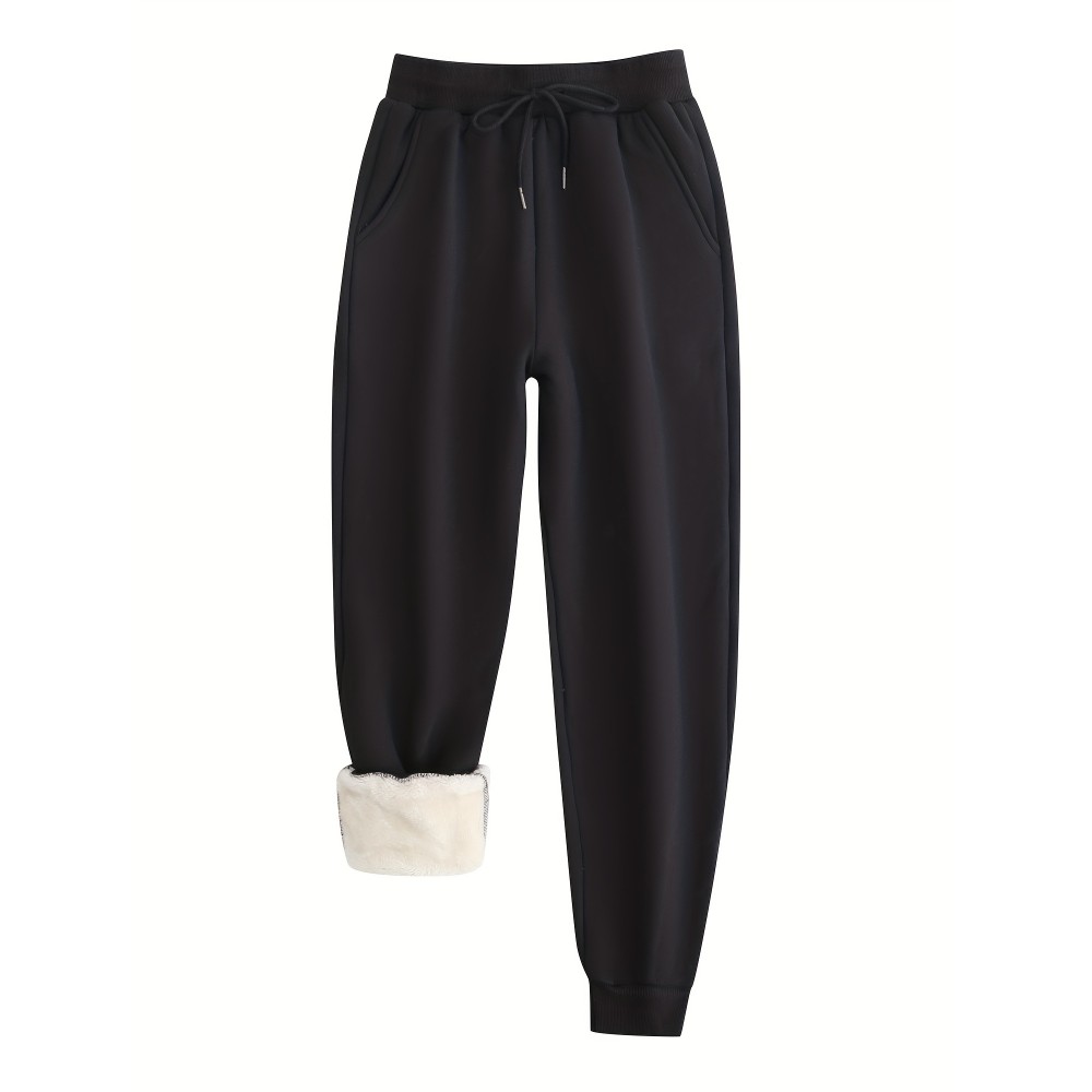 Winter Plush Thermal Pants, Casual Drawstring Pocket Pants, Women's Clothing Winter Plush Thermal Pants, Casual Drawstring Pocket Pants, Women's Clothing