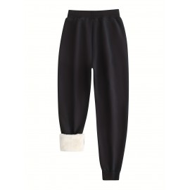 Winter Plush Thermal Pants, Casual Drawstring Pocket Pants, Women's Clothing Winter Plush Thermal Pants, Casual Drawstring Pocket Pants, Women's Clothing