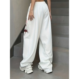 Letter Print Drawstring Waist Loose Pants, Casual Hip-hop Streetwear Pants, Women's Clothing Letter Print Drawstring Waist Loose Pants, Casual Hip-hop Streetwear Pants, Women's Clothing