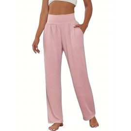 Solid High Waist Pants 3 Pack, Casual Comfy Straight Leg Pants, Women's Clothing Solid High Waist Pants 3 Pack, Casual Comfy Straight Leg Pants, Women's Clothing